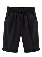 Elastic Drawstring Pockets Summer Shorts Women's Clothing