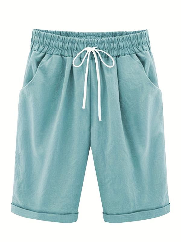 Elastic Drawstring Pockets Summer Shorts Women's Clothing