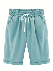 Elastic Drawstring Pockets Summer Shorts Women's Clothing