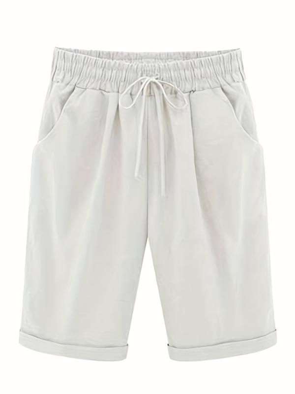 Elastic Drawstring Pockets Summer Shorts Women's Clothing