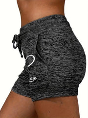 Faith & Love Print Drawstring Shorts Casual Shorts Women's Clothing