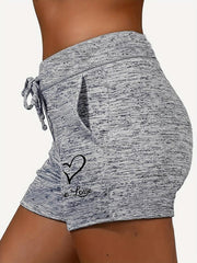 Faith & Love Print Drawstring Shorts Casual Shorts Women's Clothing