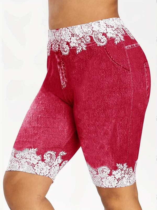 Denim Print Short Jeggings Slim Casual Shorts Women's Clothing