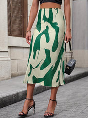 Abstract Print Mid Length Skirt