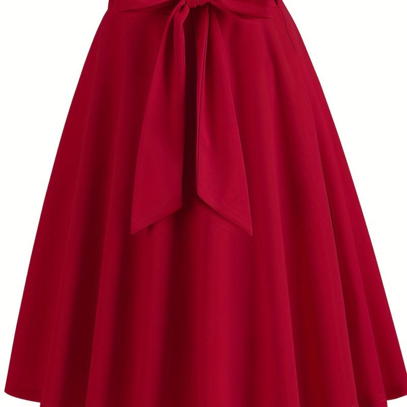 Retro A Line Skirt Bowknot Front Skirt For Party Performance