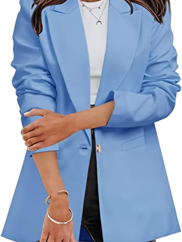 Women's Plus Size Open Front Long Sleeve Boyfriend Blazer