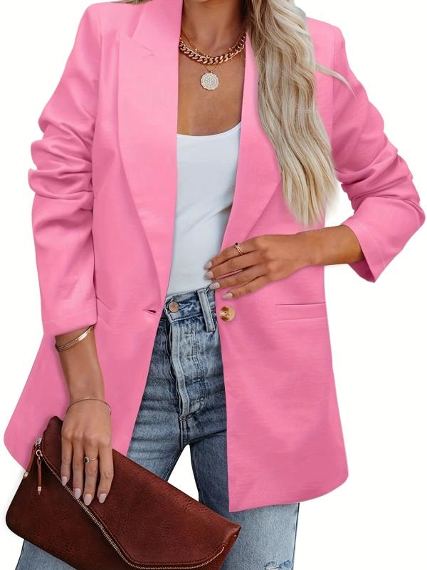 Women's Plus Size Open Front Long Sleeve Boyfriend Blazer