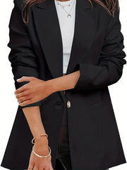 Women's Plus Size Open Front Long Sleeve Boyfriend Blazer