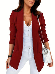 V Neck Pocket Blazer Coat Casual Long Sleeve Loose Outerwear