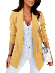 V Neck Pocket Blazer Coat Casual Long Sleeve Loose Outerwear