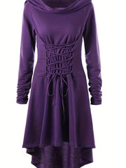 Gothic Hooded Cosplay Dress Long Sleeve for Halloween Party