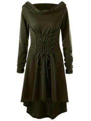 Gothic Hooded Cosplay Dress Long Sleeve for Halloween Party