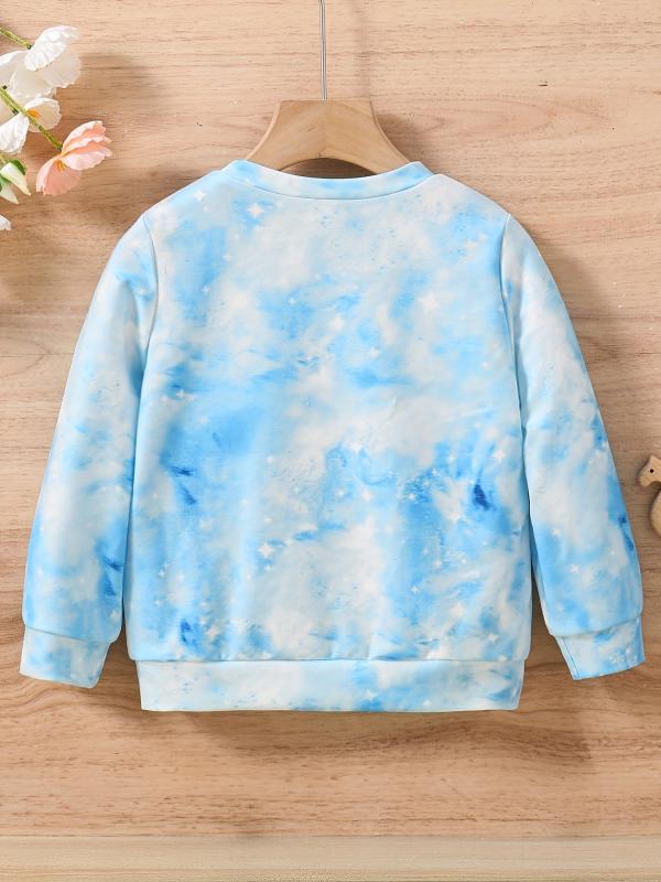 Girls Unicorn & Tie Dye Crew Neck Sweatshirt Regular Fit Long Sleeve Shirt Tops