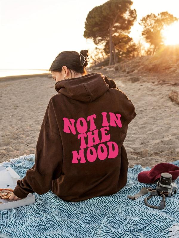 Letter Print Hoodie Drawstring Hooded Sweatshirt