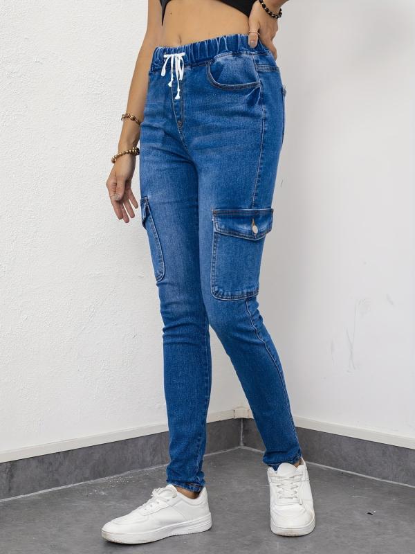 High Stretch Skinny Cargo Jeans Y2K & Kpop Style