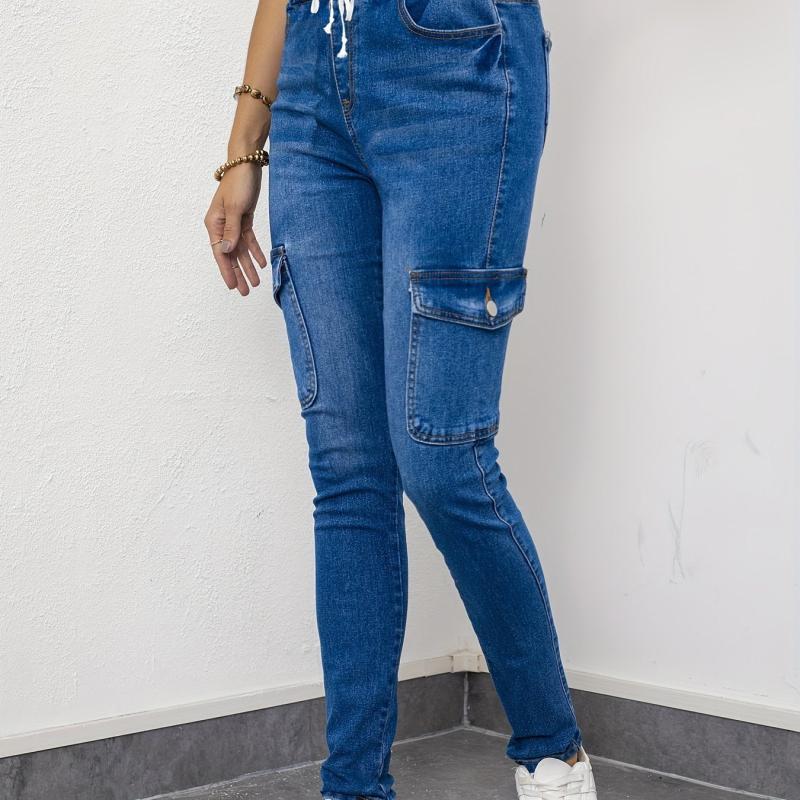 High Stretch Skinny Cargo Jeans Y2K & Kpop Style