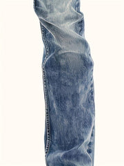 Vintage Wash Boot Cut Jeans with Top Stitching