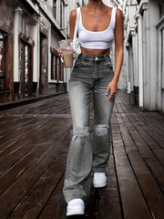 High Waist Bell Bottom High Rise Denim Pants Women's Jeans