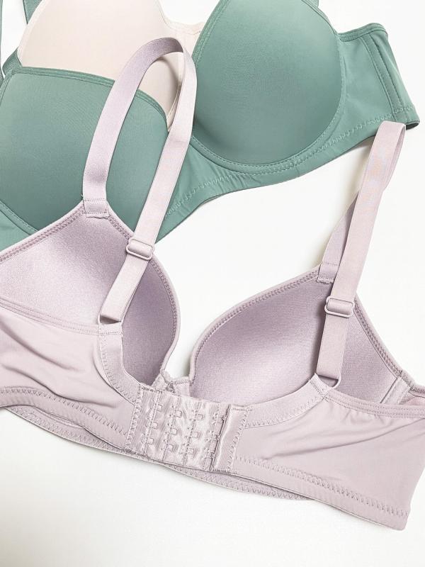 3pcs Solid Push Up Bras Comfy Everyday T Shirt Bra Women's Lingerie