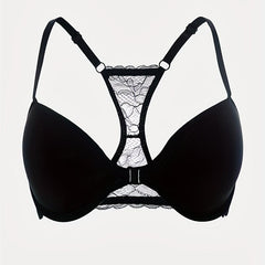 Front Buckle Lace Stitching Push Up Beauty Back Bra