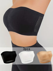 3pcs Strapless Bandeau Bras Comfy & Soft Stretch Everyday Bra