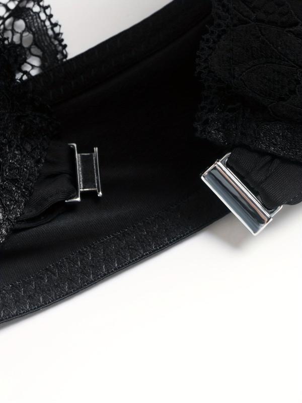 Contrast Lace Push Up Bra Front Buckle Women's Lingerie