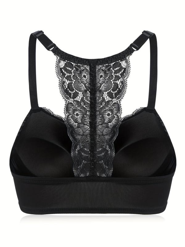 Contrast Lace Push Up Bra Front Buckle Women's Lingerie