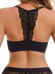Contrast Lace Push Up Bra Front Buckle Women's Lingerie