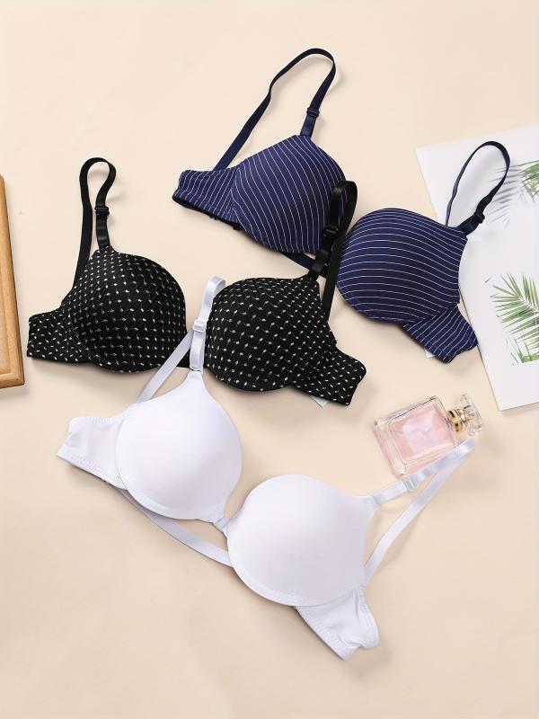 3 Pcs Women's Sexy Push Up Bras Comfortable Slight Stretch Bras