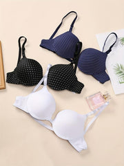 3 Pcs Women's Sexy Push Up Bras Comfortable Slight Stretch Bras