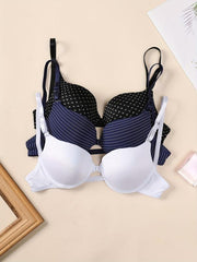 3 Pcs Women's Sexy Push Up Bras Comfortable Slight Stretch Bras
