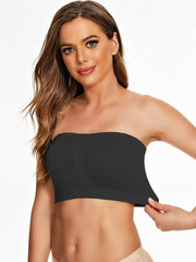 Seamless Bandeau Bra Top Strapless Non Padded Nylon Stretch Bra