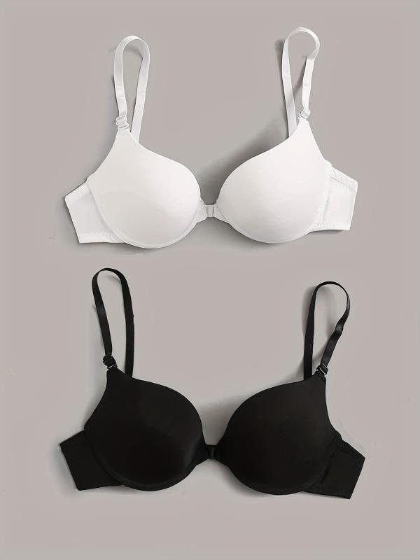 Front Buckle Push Up Bra Set Solid T Shirt Bras Women's Lingerie & Underwear