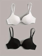 Front Buckle Push Up Bra Set Solid T Shirt Bras Women's Lingerie & Underwear