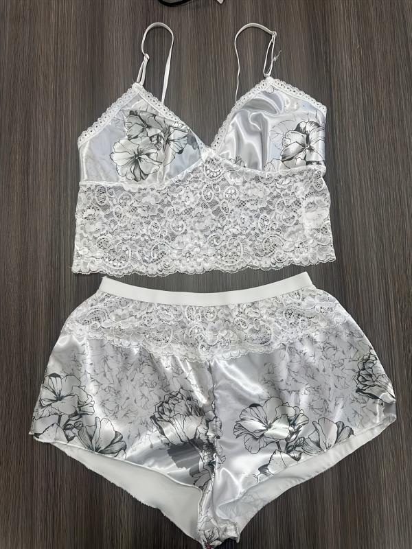 Sexy Lace Cami Top and Shorts Set with Panties Lingerie Pajama