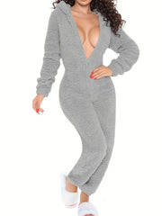 Fuzzy Hooded Pajama Jumpsuit Women's Sleepwear