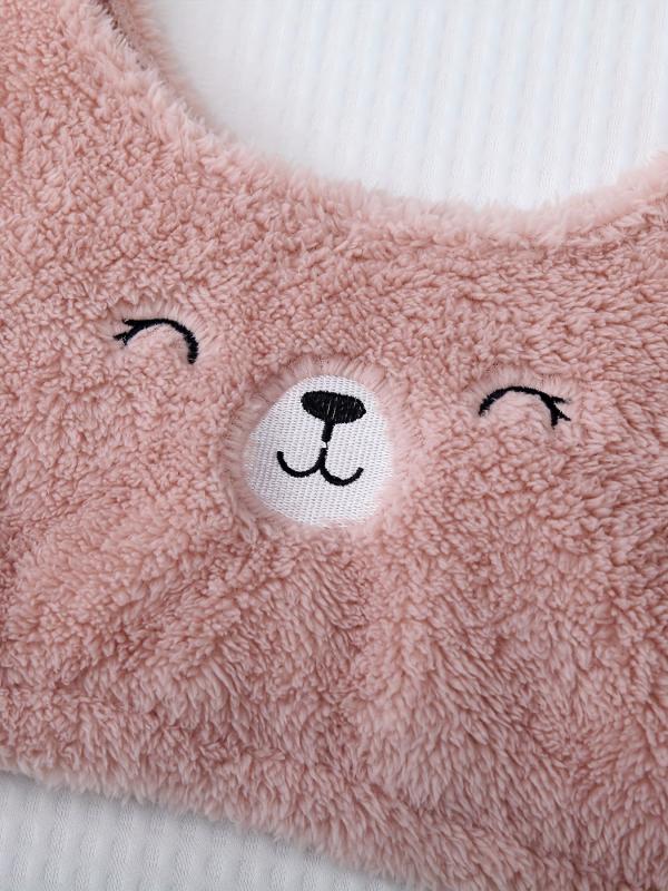 Bear Print Pajama Set Crew Neck Tank Top & Shorts