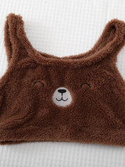 Bear Print Pajama Set Crew Neck Tank Top & Shorts