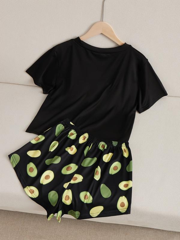 Avocado Print Short Sleeve Pajama Set