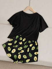 Avocado Print Short Sleeve Pajama Set