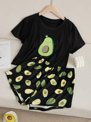 Avocado Print Short Sleeve Pajama Set