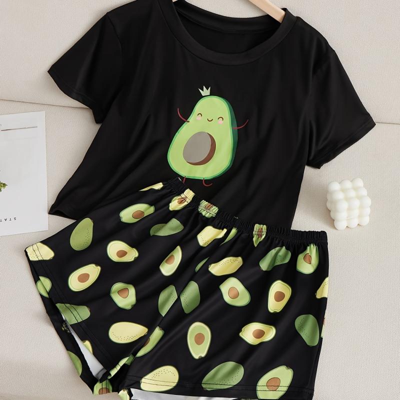 Avocado Print Short Sleeve Pajama Set