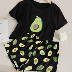 Avocado Print Short Sleeve Pajama Set