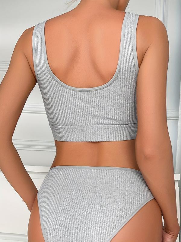 Heart Decor Bra & Panties Comfy Lingerie Set