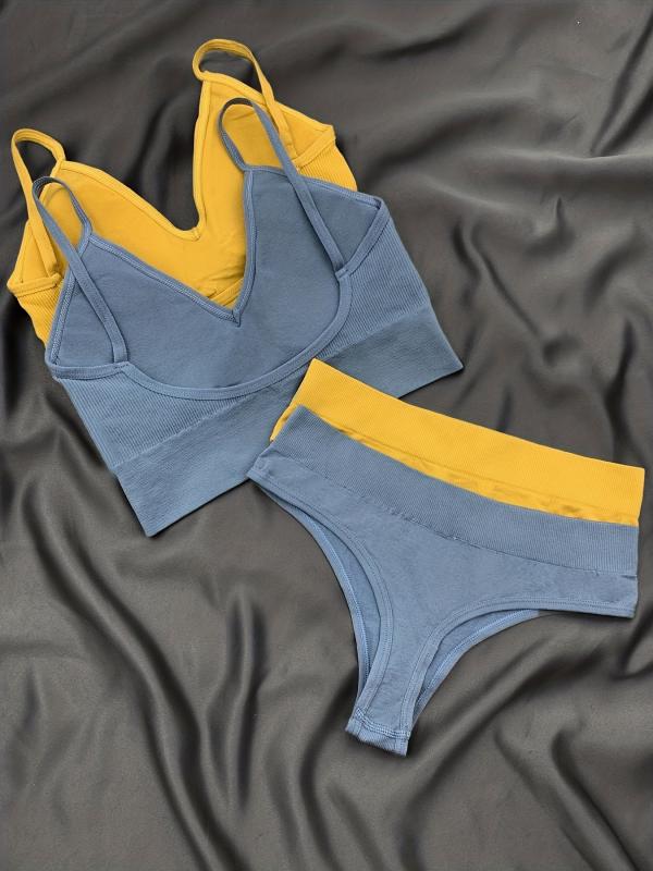 V Neck Intimates Slip Vest & Thong Set