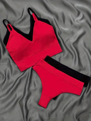 V Neck Intimates Slip Vest & Thong Set