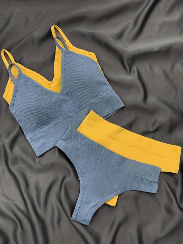 V Neck Intimates Slip Vest & Thong Set