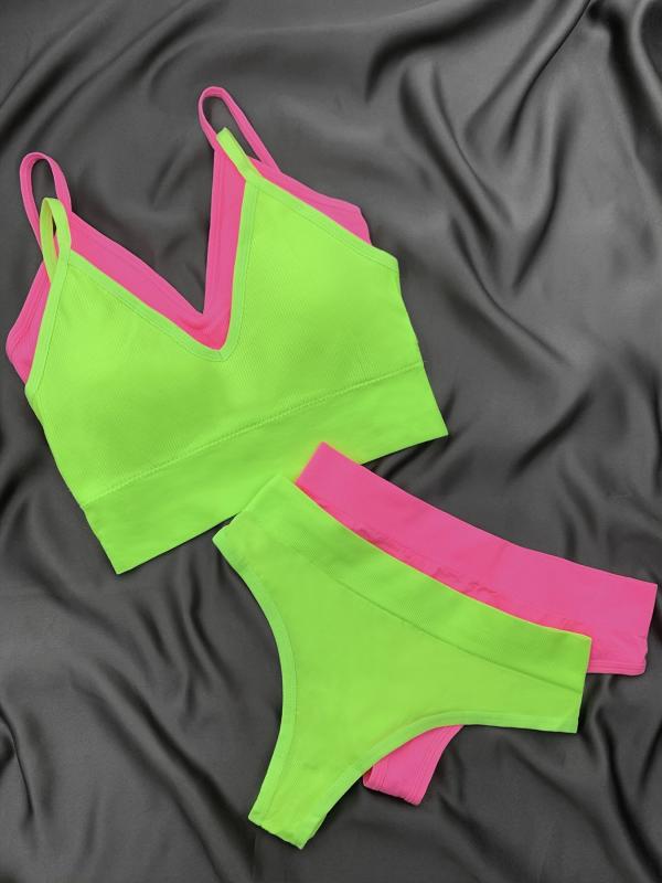 V Neck Intimates Slip Vest & Thong Set