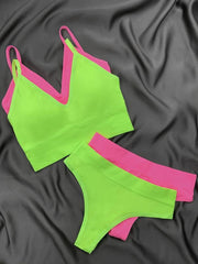 V Neck Intimates Slip Vest & Thong Set