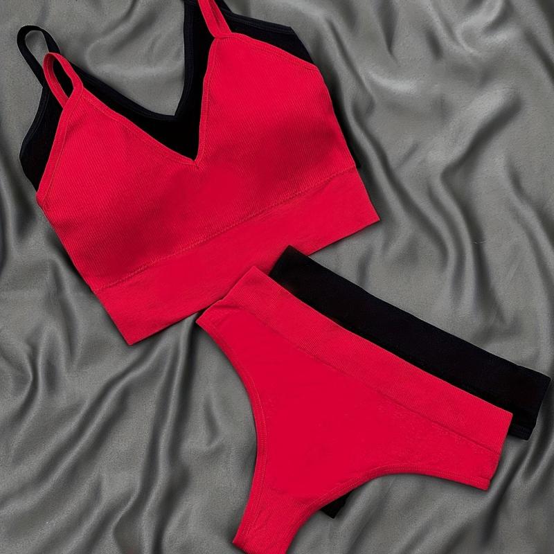 V Neck Intimates Slip Vest & Thong Set
